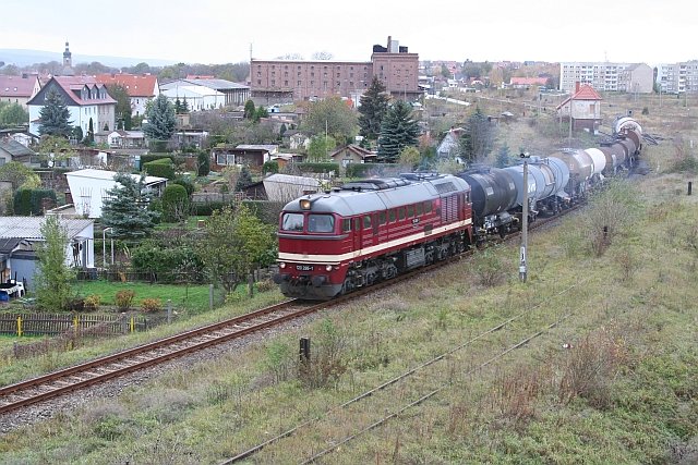 LEG 120 295-1 mit einem Fotog�terzug von Sta�furt nach Nebra, am 12.11.2006 bei der Ausfahrt in Ro�leben. (Foto: Tino W�ldchen)
