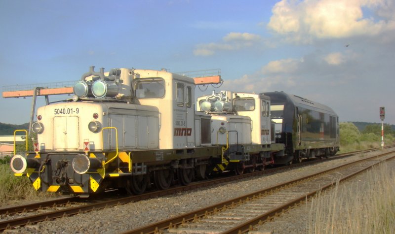 MRCE ER 20-005 + ELP 5040.01-9 + 5040.02-7 mit Abgasfilteranlagen f�r Tunnelarbeiten im Bf Laucha (Unstrut); 27.06.2008 (Foto: G�nther G�bel)