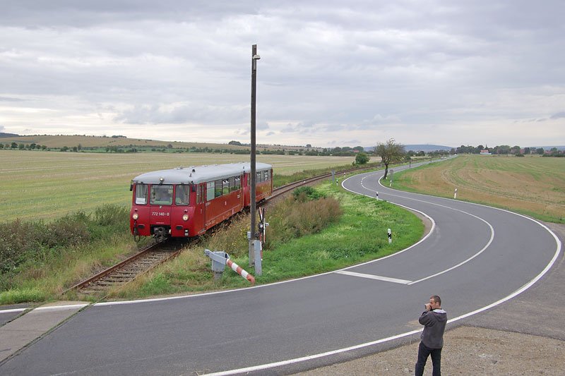 OBS 772 140-0 + 772 141-8 als Sonderzugpendel w�hrend unserem 3.Unstrutbahnfest zwischen Nausitz und Donndorf; 06.09.2008 (Foto: Volker Blees) 

