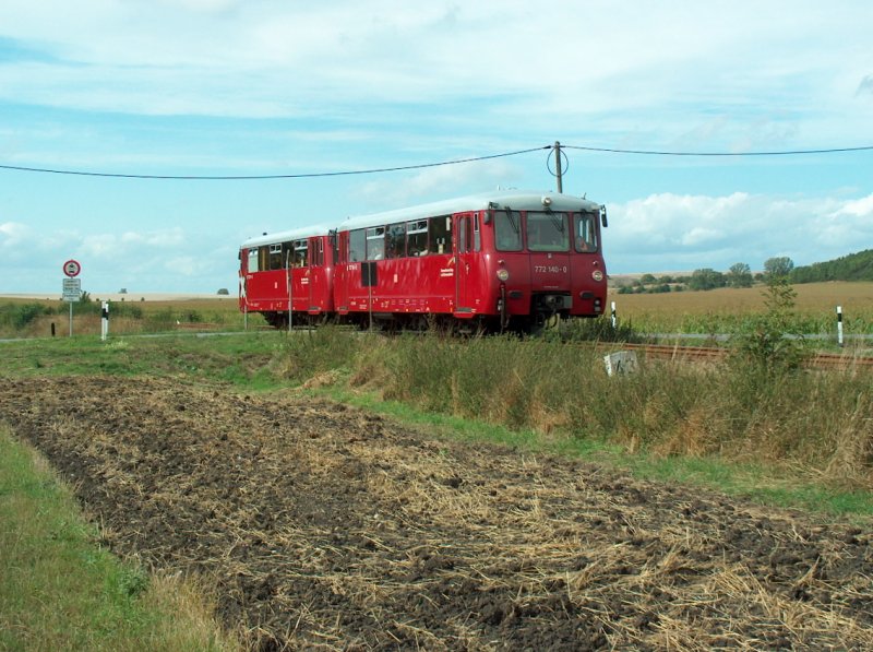OBS 772 140-0 + 772 141-8 als E 19816 von S�mmerda Unt Bf nach Gro�heringen, am 07.09.2008 bei Eckartsberga.