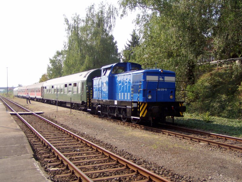 PRESS 346 019-6 mit dem DPE 85796 aus Leipzig, nach der Ankunft im Bf Freyburg; 10.09.2005 (Foto: Mario Fliege)
