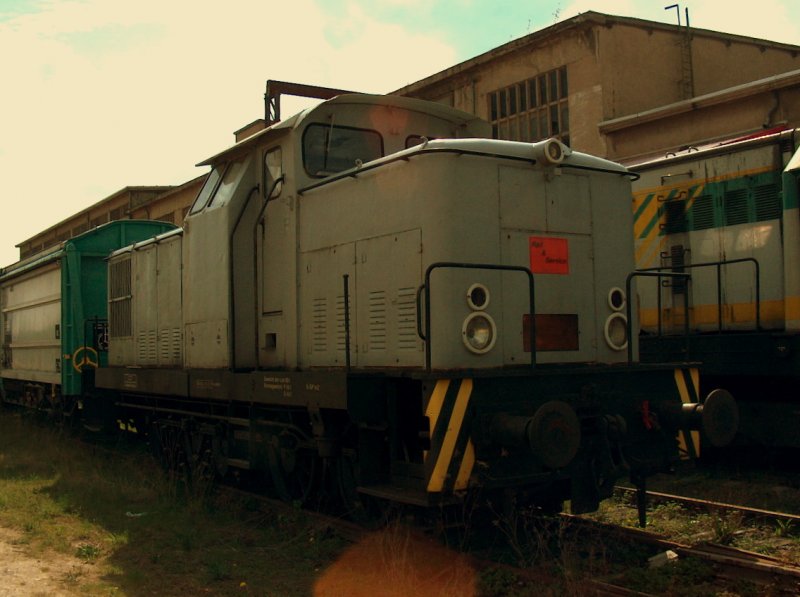 Rail & Service V60.02 abgestellt bei ARCO am Zementwerk Karsdorf; 30.04.2008