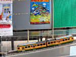 Die Wengernalpbahn in der Station Senzu an der Ôigawa-Bahn, der heute einzigen japanischen Bahnlinie mit einem Zahnstangenabschnitt.
