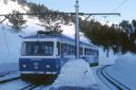 1986 beschaffte die Cremellara de Nuria bei MTM/SLM/BBC vier zweiteilige Zahnradtriebwagen, hier fhrt A6  Torreneules  im Februar 1996 in den Endbahnhof Vall de Nuria ein