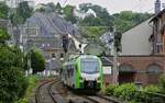 Nachschuss auf 3429 010, der am 22.06.2021 gerade den Bahnhof Langenberg verlassen hat