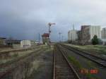 Die Gleisanlagen im Bahnhof Querfurt, am 06.12.2003.