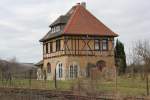 Das ehemalige Bahnhofsgeb�ude von Golzen am 23.02.2014.
