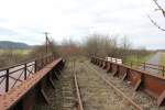 Auf der alten Finnebahnbr�cke zwischen Laucha und Golzen, am 23.02.2014.
