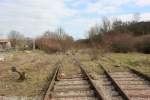 Die Reste der Gleisanlagen am 23.02.2014 in Bad Bibra.