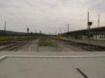 Das Ende von Bahnsteig 4 und 5 am 08.09.2013 in Naumburg Hbf.