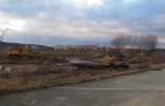 Die Baustelle f�r die neue Schnittstelle zwischen Bus und Bahn am 19.02.2012 in Laucha.