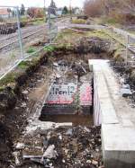 Bauarbeiten am 12.11.2015 im Lauchaer Bahnhof.