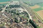 Der Lauchaer Bahnhof am 28.05.1992 aus der Vogelperspektive.