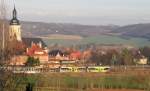 Burgenlandbahn 672 917-2  Erben Luther  + 672 903-2  Stadt Nebra  als Sonderzug von Ro�leben nach Naumburg (Saale) Ost im Bf Laucha (Unstrut); 30.11.2008 (Foto: Klaus Pollm�cher)