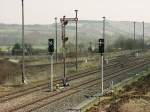 Am 30.03.2004 standen im Bf Laucha noch alle Formsignale, die vom Stellwerk Lo aus bedient wurden (Ausfahrt Gl.