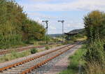 Die 2 restlichen Flügelsignale im Bahnhof Laucha (Unstrut), am 13.09.2025.