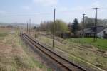 Das Unstrutbahngleis in Richtung am Ostkopf vom Bf Vitzenburg; 09.04.2011 (Foto: G�nther G�bel)