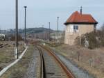 Das Stellwerk B1 an der Osteinfahrt vom Bahnhof Vitzenburg am 21.03.2009.