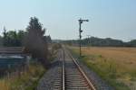Das Einfahrtssignal aus Richtung Naumburg, am 10.08.2015 im ehem.