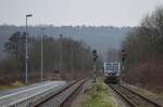 Burgenlandbahn 672 915 als RB 34881 von Wangen nach Naumburg Ost, 03.01.2016.