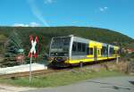 Burgenlandbahn 672 918 + 672 909 als RB 33895 nach Nebra am Hp Wangen.