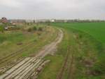 G�terverladegleise am 01.05.2013 im Bahnhof Ro�leben.