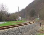 Der Bahn�bergang am Hohn zwischen Laucha und Balgst�dt; 05.04.2010