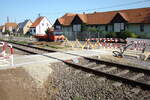 Umbauarbeiten am Bahnübergang beim ehem.