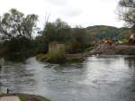 Der Strompfeiler der Saalebr�cke in Ro�bach am 20.10.2011.