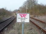 Das Ende der DRE Infrastrukturgrenze, am 04.04.2009 im Bahnhof Nebra.
