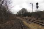 Das Einfahrtssignal vom Bf Nebra aus Richtung Wangen kommend; 12.03.2012