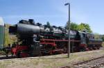 DR 52 8154-8 vom Eisenbahnmuseum  Bayerischer Bahnhof zu Leipzig e.V.  mit einem Sonderzug aus Leipzig im Bf Karsdorf; 13.09.2008