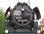 Vor ihrer letzten Fahrt am 10.09.2011 von Freyburg nach Chemnitz Hbf wurde die 65 1049-9 entsprechend mit dem Hinweis zur  Abschiedsfahrt  versehen.