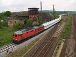 DB 232 682-5 mit leeren Zementwagen nach Karsdorf, am 01.06.2007 bei der Ausfahrt in Naumburg Hbf.