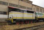 Ehemalige Lok 1 der Mittenwalder Ger�tebau GmbH (LKM 15194) abgestellt am Zementwerk Karsdorf; 19.02.2012