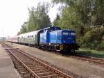 PRESS 346 019-6 mit dem DPE 85796 aus Leipzig, nach der Ankunft im Bf Freyburg; 10.09.2005 (Foto: Mario Fliege)  
