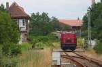 BBL 8 (92 80 1203 121-9 D-BBL, ex KUBE CON rail 19) als Tfzf zur Gleisbaustelle der DGT bei Wangen, bei der Ausfahrt in Laucha; 22.07.2011 (Foto: G�nther G�bel)