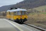 Am 12.03.2012 durchfuhren die beiden Gleismesstriebwagen 725 002-0 + 726 002-9 von DB Netz Instandhaltung als NbZ 94021 (Naumburg Hbf - Nebra) den Bf Laucha.
