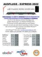 Jeden Samstag vom 23.07 bis 20.08.2022 besteht die Möglichkeit auf 2 direkte Zugverbindungen mit  Abellio Rail Mitteldeutschland auf der Unstrutbahn zwischen Naumburg und Roßleben. 