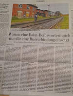 Am 05.07.2024 berichtete die Thüringer Allgemeine Kyffhäuserkreis wieder über die Unstrutbahn.