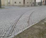 Ein Rest des fr�heren Stra�enbahngleis am Lindenring; 07.04.2013
