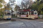 Tw 37 und Tw 29 am 26.10.2013 als Hochzeitssonderfahrt vor dem Depot.