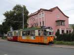 Tw 38 und Bw 19 als Linie 4 zum Hauptbahnhof, im August 2008 in der Bahnhofstra�e.