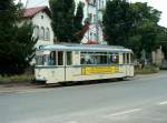 Wagen 37 als Linie 4 zur Vogelwiese in der Bahnhofsstra�e; 12.07.2008