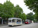 2 Tws der Naumburger Stra�enbahn am 21.07.2023 am Hauptbahnhof.