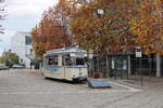 Das Streckenende der Naumburger Straßenbahn am Hauptbahnhof, mit dem Tw 37 als Linie 4 zum Salztor am 12.11.2023.
