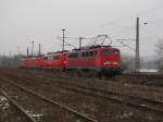 DB 140 861-6 + 151 015-5 + 189 006-6 + 152 141-8 als Lokzug Richtung Gro�korbetha, in Naumburg (S) Hbf; 19.02.2011