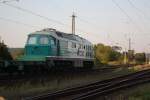 CTHS 232 002-8 vom Containerhafen in Halle (S) mit Flachwagen Richtung Gro�korbetha, in Naumburg; 26.08.2011 (Foto: Peter Stumpf)