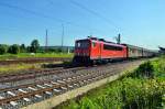 Am 15.06.2013 mu�te DB 155 11-8 mit ihrem G�terzug in Naumburg Hbf kurz halten.