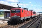 MEG 602 + 704 mit dem Zementzug DGS 99646 von R�dersdorf nach Regensburg Ost, am 21.06.2013 in Naumburg Hbf.